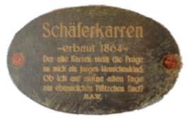 Schild an
Hans Anthons Schferkarren.